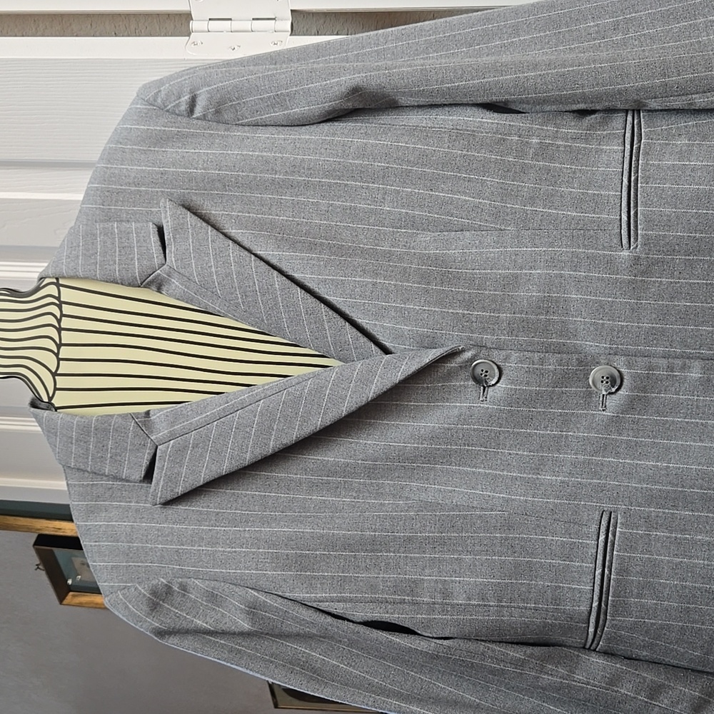 Ladies Gray Pinstripe 2 Piece Suit
